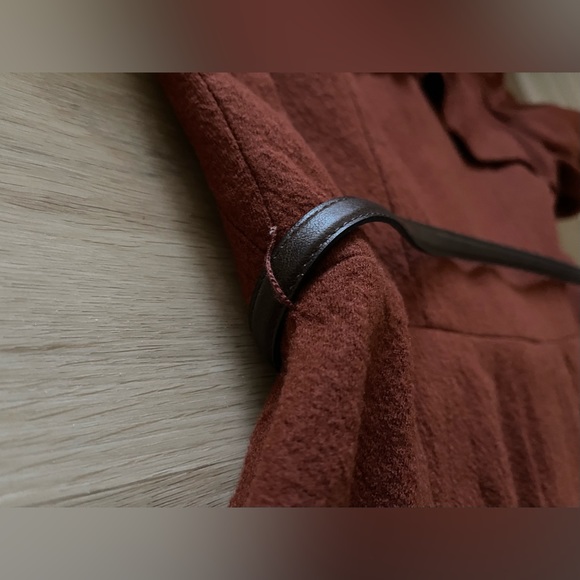 ANTHROPOLOGIE MCGINN OXIDIZED RUFFLE BELTED COAT, SIZE SMALL, NWOT - Picture 5 of 12